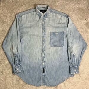 Vintage Abercrombie & Fitch Denim Shirt Mens Medium Faded Workwear 80s 90s